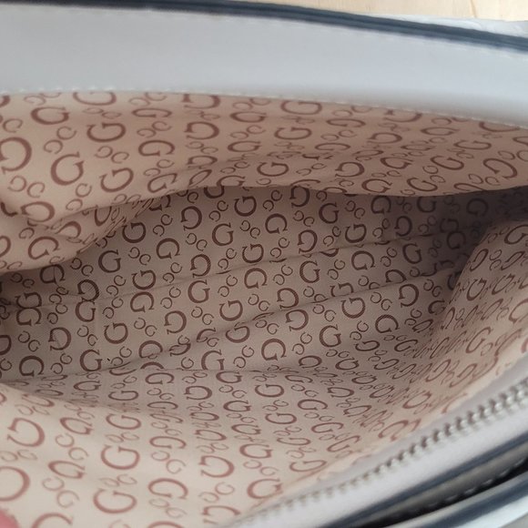 Guess Los Angeles Purse PVC Beige Short Handles Shoulder Strap Lined Complete - Picture 16 of 16